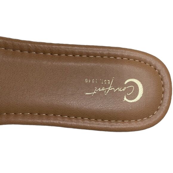 CATO Comfort Granny Square Crochet Embroidery Tan Cream Flower Sandals Size 9 - Picture 3 of 7